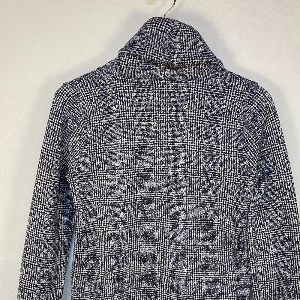 JCrew Glen plaid black fleece mock turtle neck sweater Womens Small cozy - Picture 5 of 6